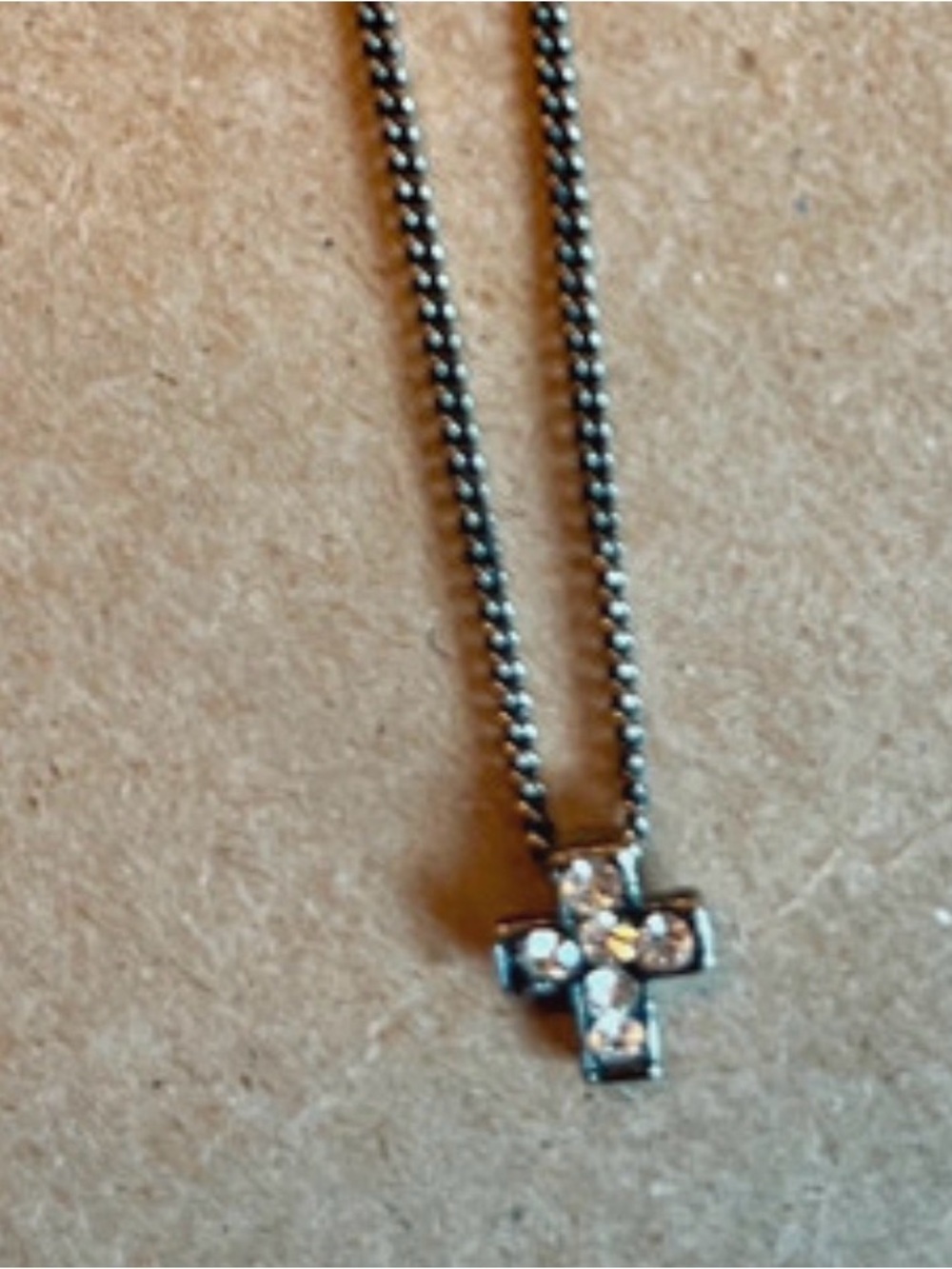 Steve Madden silver-tone crystal-accented cross pendant necklace 20”